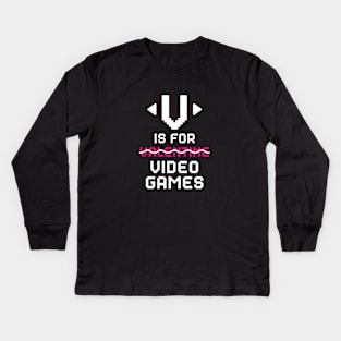 V is For Video Games Kids Long Sleeve T-Shirt